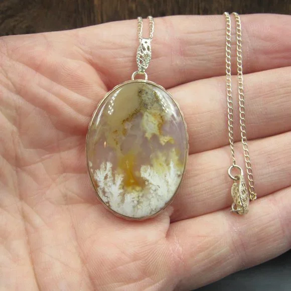 16" Sterling Silver Unique Stone Formation Pendant Necklace Vintage - Picture 2 of 7